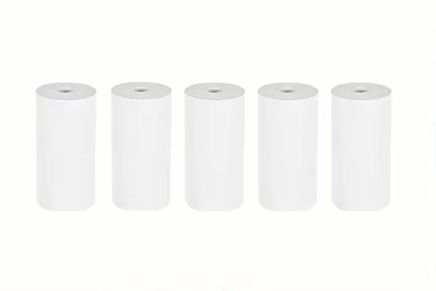 Mini Pocket Printer 5 Rolls of Self-Adhesive Paper Portable Thermal Printer for Printer Suitable for Home Office Study and Work