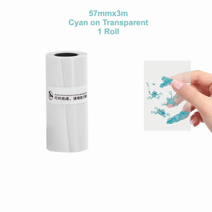 Mini Pocket Printer 5 Rolls of Self-Adhesive Paper Portable Thermal Printer for Printer Suitable for Home Office Study and Work